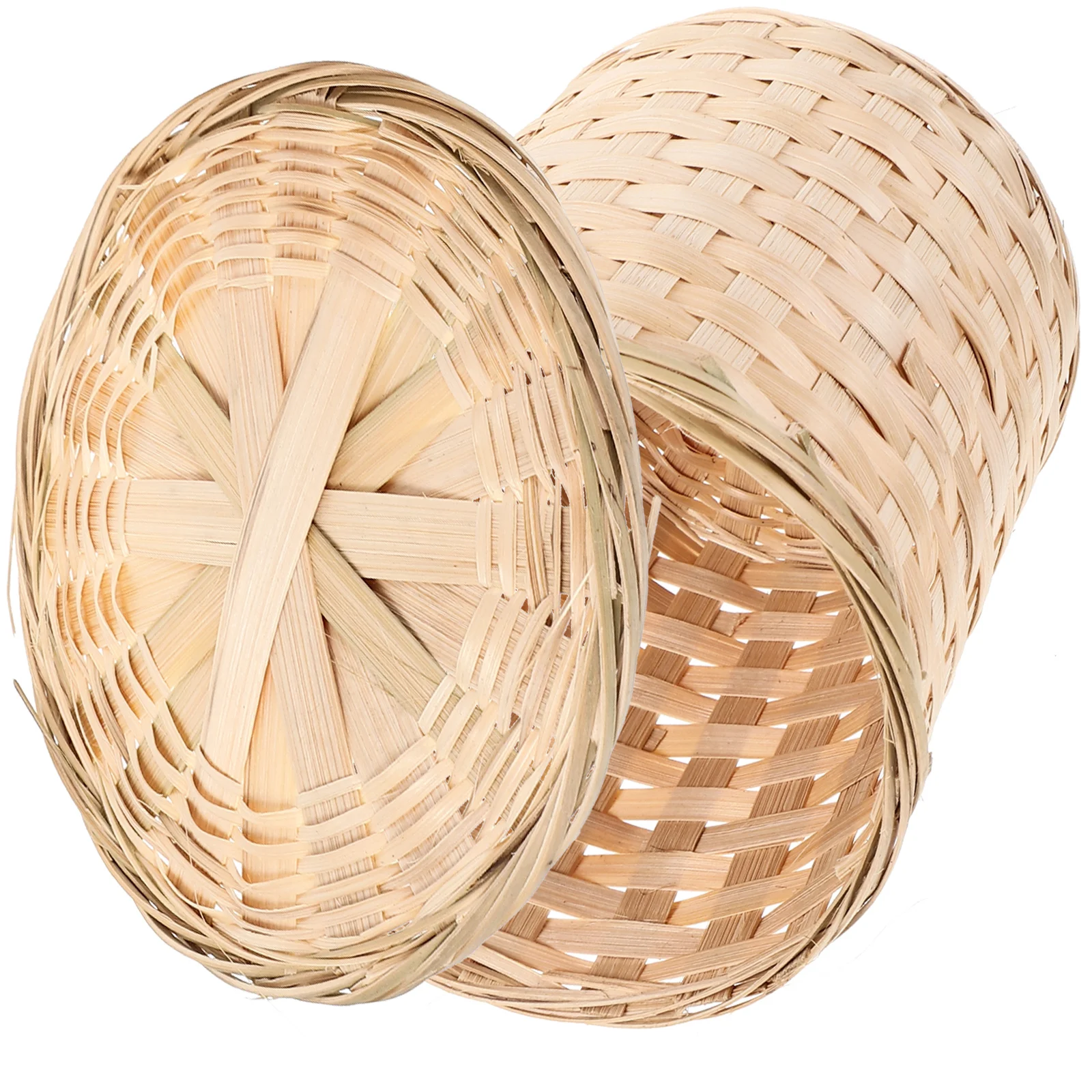 

Rattan Garbage Bin Woven Bamboo Basket Car Trash Can Lid Wear-resistant Storage