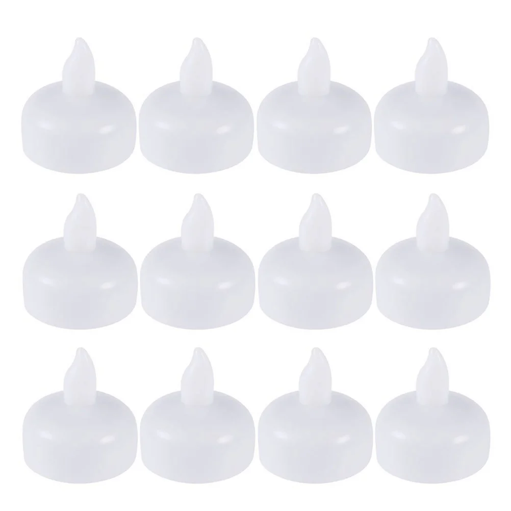 

12Pcs Waterproof Decorative Small LED Floating Candles for Wedding Party SPA Bath (Warm White Light)