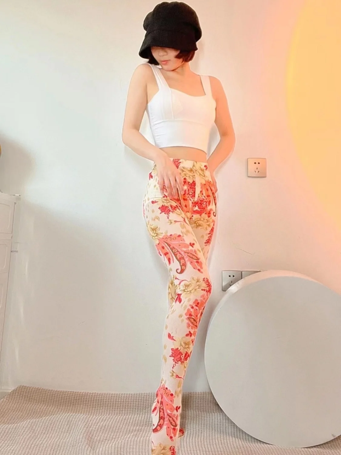 Summer Seam Floral Print Sexy Women Pantyhose Tights See Through Lingerie Female Plus Size Hosiery