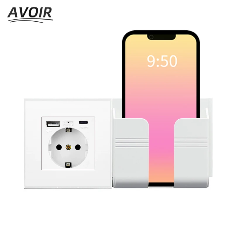 Купи Avoir Quick Charging Ports Wall Power Socket EU Standard Electrical Outlet With Dual USB Plug 5V 2.1A Plastic Panel Phone Holder за 222 рублей в магазине AliExpress