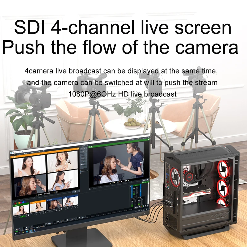 Acasis 4-канальный PCIE карта захвата SDI видеокарта 1080P 60FPS для игры встречи прямая