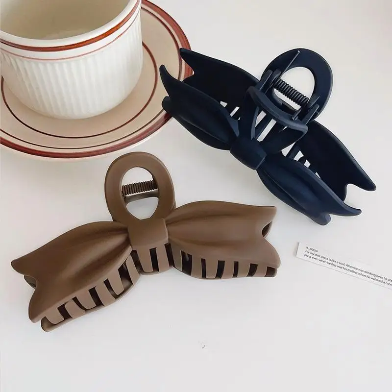 Женская заколка-краб с бантом матовая большая модная Заколка-краб аксессуар для