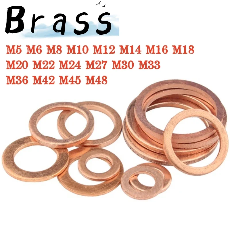 

Латунная уплотнительная шайба M5 M6 M8 M10 M12 M14 M16 M18 M20 M22 M24 M27 M30 M33 M36 M42 M45 M48, плоская прокладка, фиолетовая медная шайба