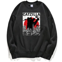 catzilla city cat cats pullovers hoodie sweatshirt men pullover jumper oversize black hoodies crewneck hoody outdoor streetwear