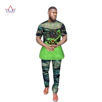 bazin riche african applique dragon print top and pants sets ankara clothes 2 pieces pant sets mens african clothing wyn390