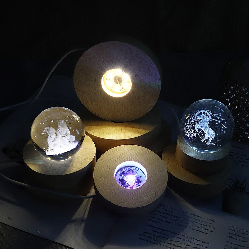 

1PC 6cm 5V 1Meter Round USB Wooden Light Base with switch LED Light Rotating Display Stand Lamp Base Home Decoration