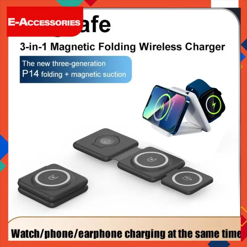 

For Iphone 14/13 Wireless Charger 3-in-1 Foldable Type-c Charging P14 Multifunction 15w Fast Charger Portable