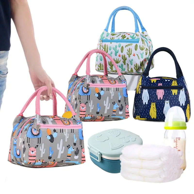 

Baby Bottle Portable Bag Diaper Storage Outdoor Camping School Cute Cartoon Waterproof Canvas Insulated Lunch Bag Picnic Bag