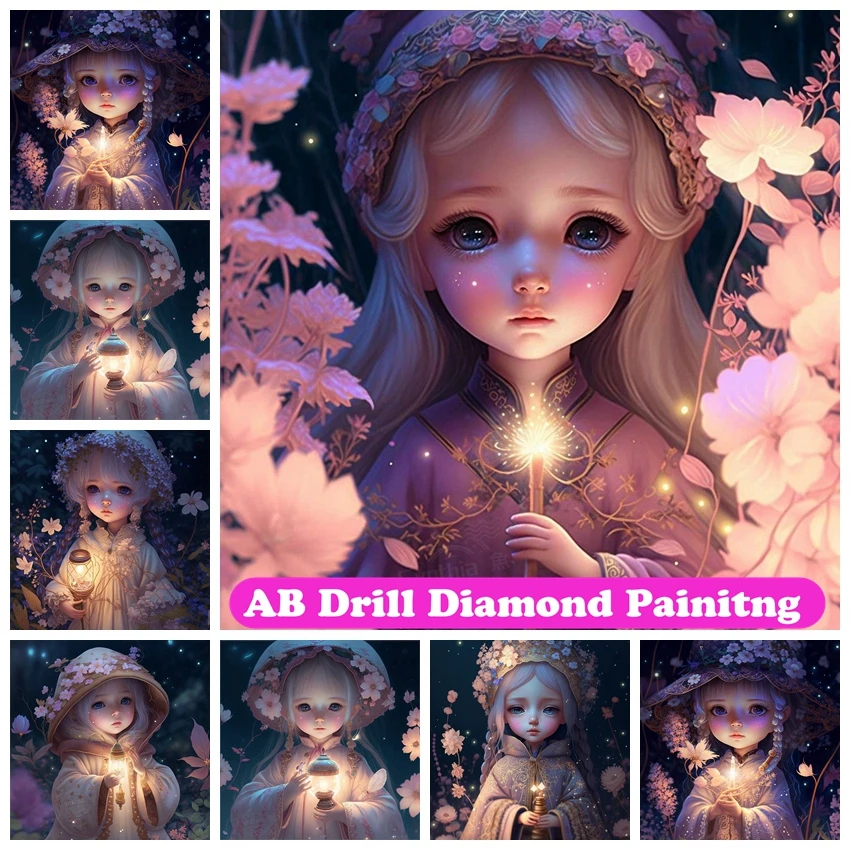 

Cute Elf Fairy 5D DIY AB Diamond Painting Embroidery Cartoon Fantasy Girl Cross Stitch Mosaic Handicraft Craft Home Decor Gift