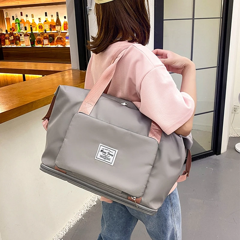 

Foldable Female Short Trip Travel Bags Portable Large Capacity Maternity Storage Travel Duffel Fitness Bag Waterproof Tote Bag