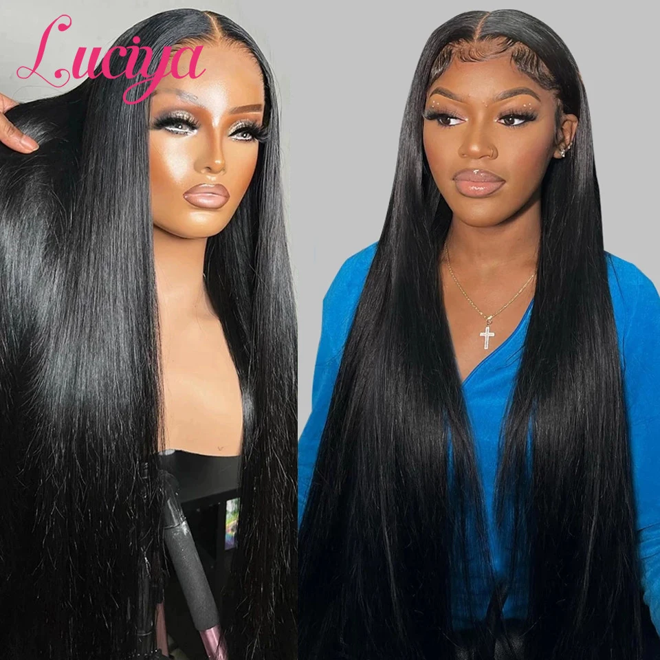 Luciya Bone Straight Human Hair Wig 5x5 HD Lace Closure Wig Pre Plucked Transparent Lace Wigs For Black Women 4x4/6x6 Lace Wigs