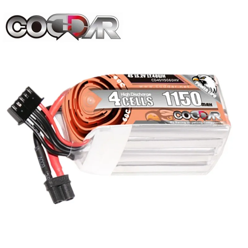 

CODDAR 4S 15.2V Lipo Battery 1150mAh 60C With XT30 XT60 EC5 T Plug For RC FPV Car Drone Quadcopter Helicopter Airplane Hobby