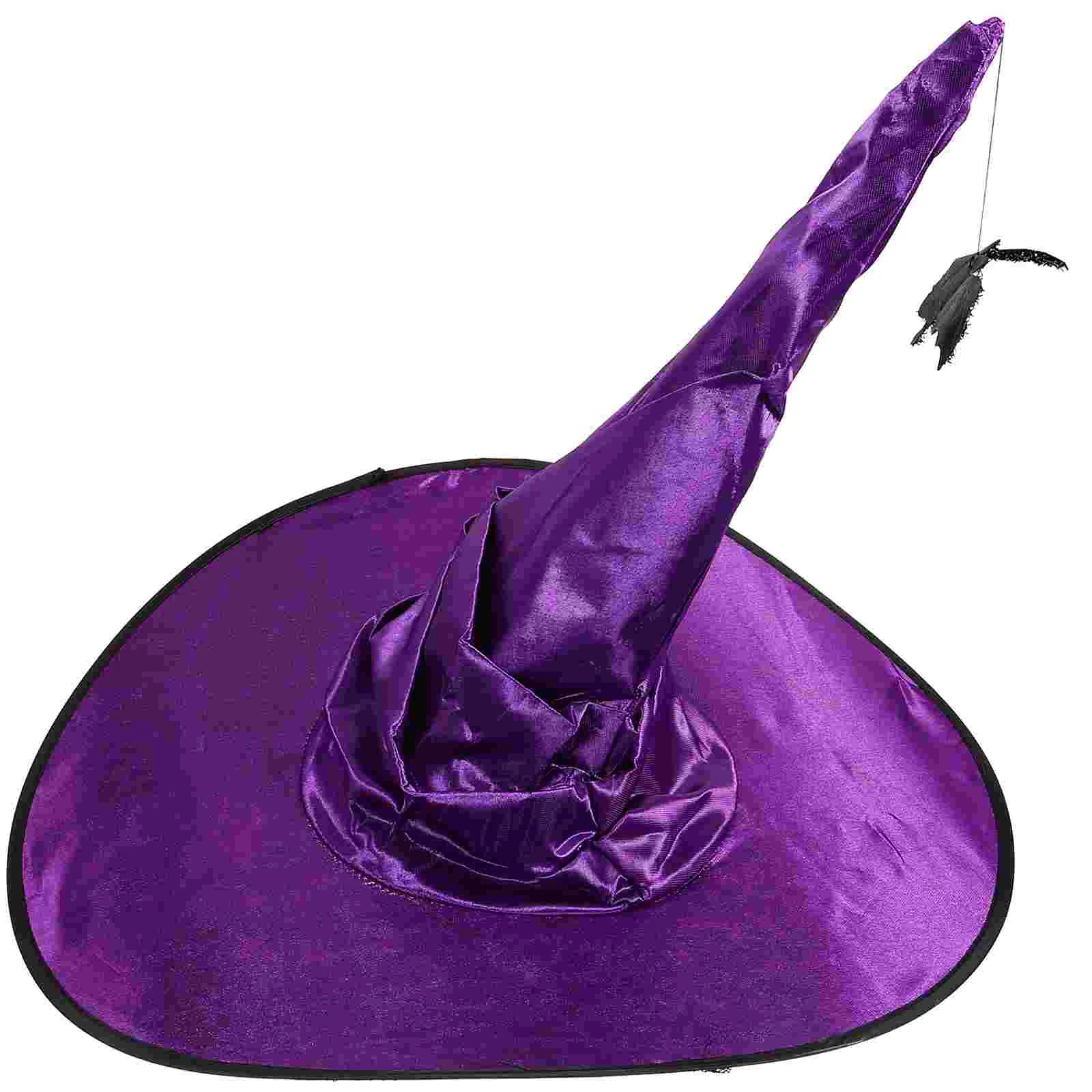 

Halloween Witch Hat Cosplay Polyester Taffeta Witches Decorative Girl Cloth Cap Large Brim Dress-up