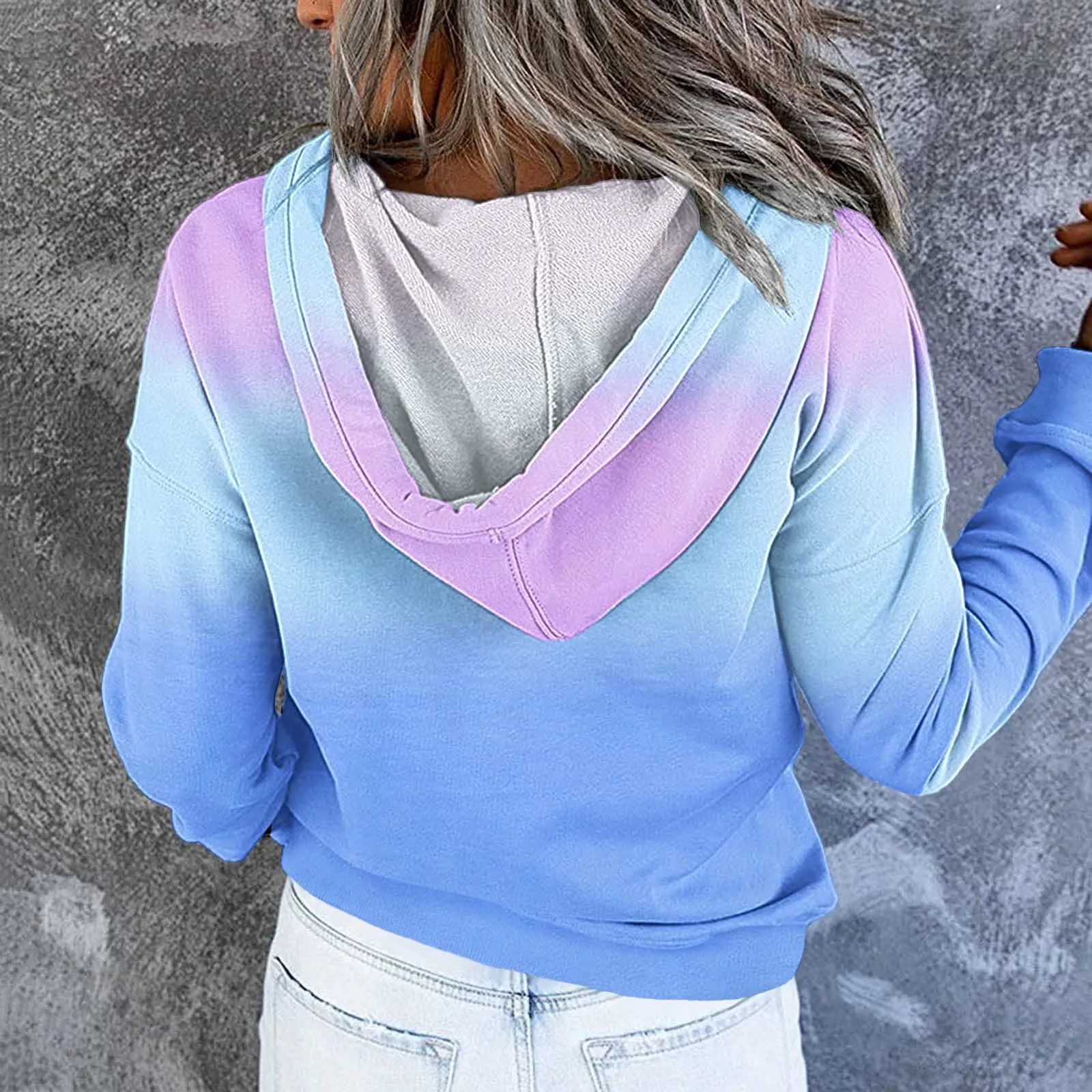 

Blouse For Womens Casual Fall Long Sleeve Hoodies Button Down Drawstring Pullover up Girls Womens Hoodie Sweater