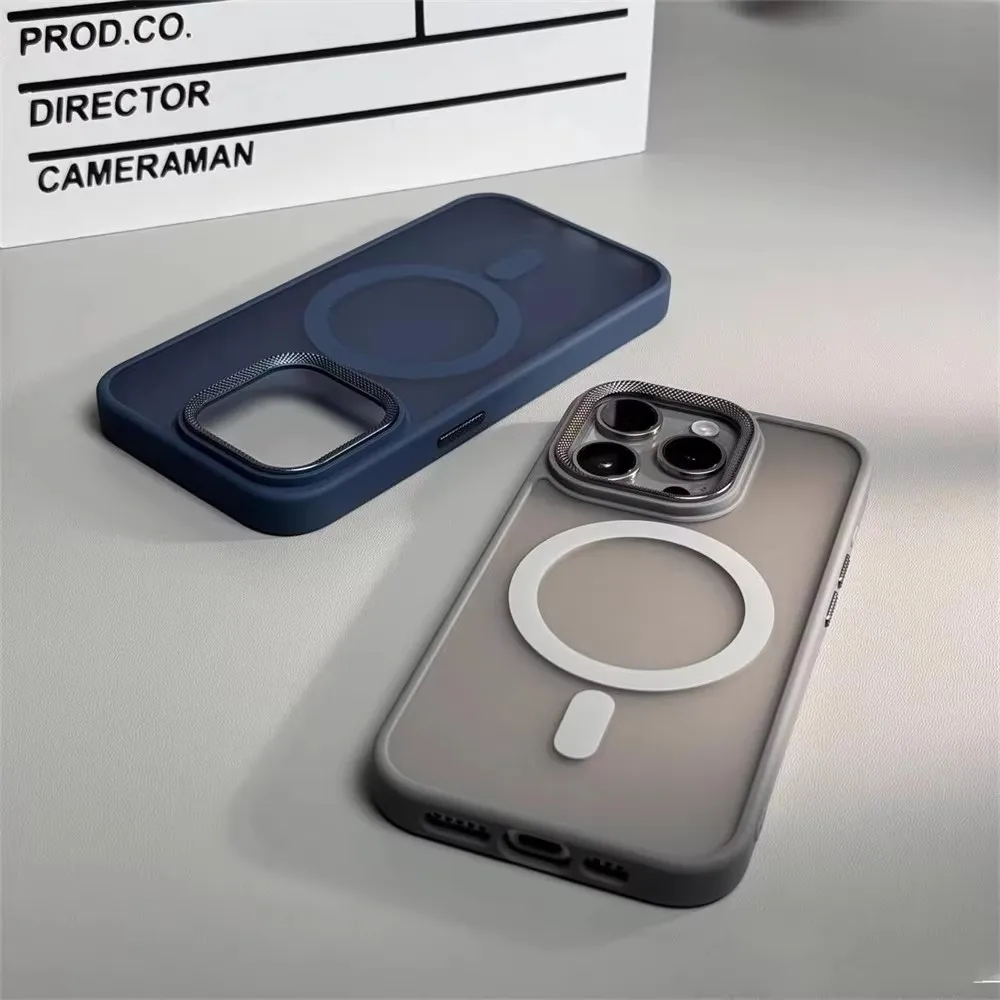 Фото Роскошный защитный чехол для камеры Spiricle для iPhone 15 16 Pro Max 16 Plus Чехлы Magsafe для iPhone 14 12 11 13 Pro Max Матовый чехол №2