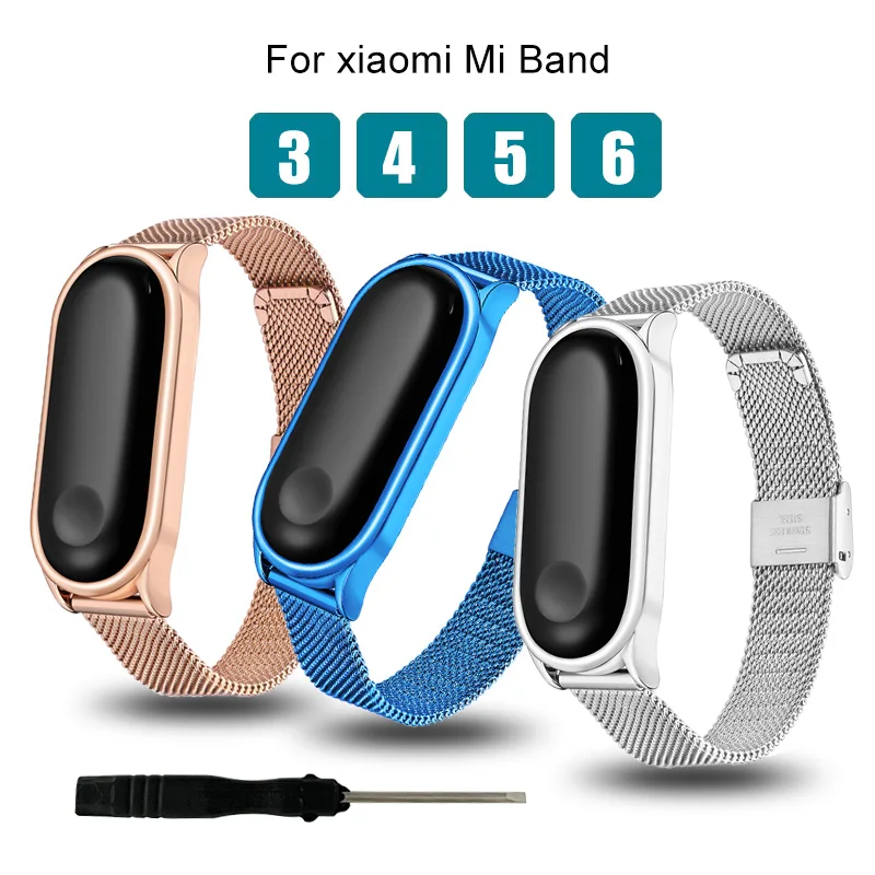 Браслет сменный из нержавеющей стали для Xiaomi Mi Band 6 5 4 3