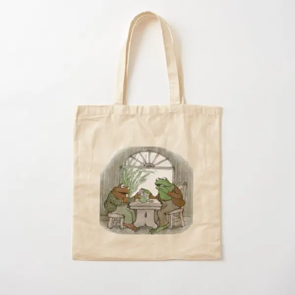 

Frog And Toad Cotton Canvas Bag Tote Travel Printed Ladies Unisex Shopper Foldable Grocery Reusable Casual Shoulder Bag Fabric