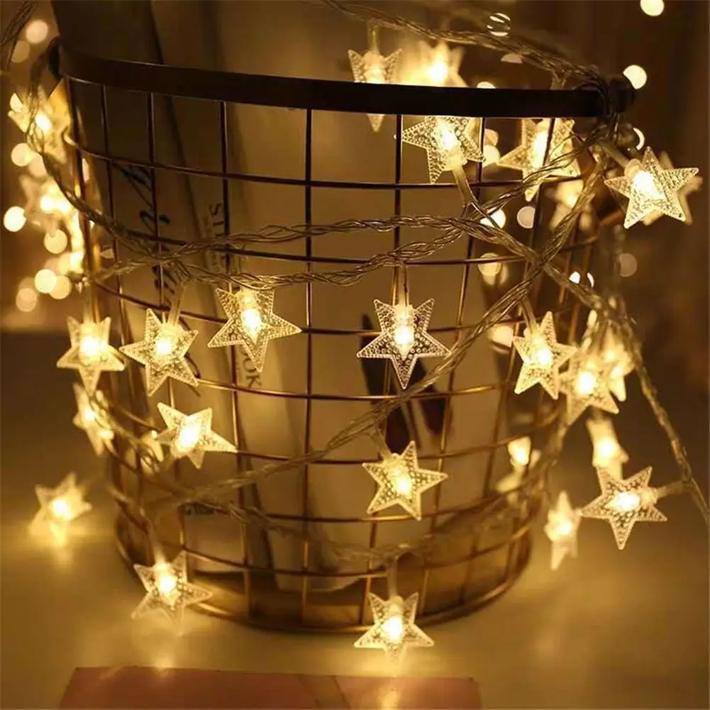 

1.5m Led Star-shaped Curtain String Lights Soft Lighting Indoor Outdoor Handicraft Decoration Garland For Wedding Festive Party