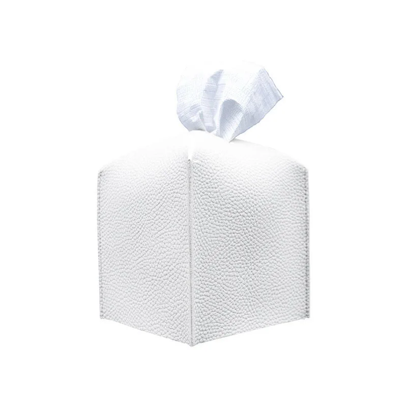 

New Solid Color Leather Tissue Box Square Leather Tissue Storage Box Hotel Car Home Tissue Box Tissue Storage Bag