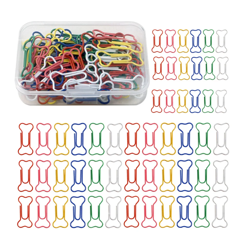 

1 Set 60Pcs Creative Bone-shaped Paper Clips Boxed Office Paper Clips (Colorful)