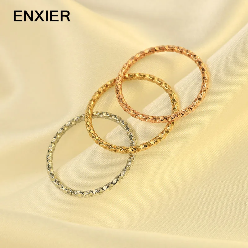 

ENXIER Simple 316L Stainless Steel Rings For Women 18K Gold Plated Titanium Steel Ring Ladies Party Jewelry