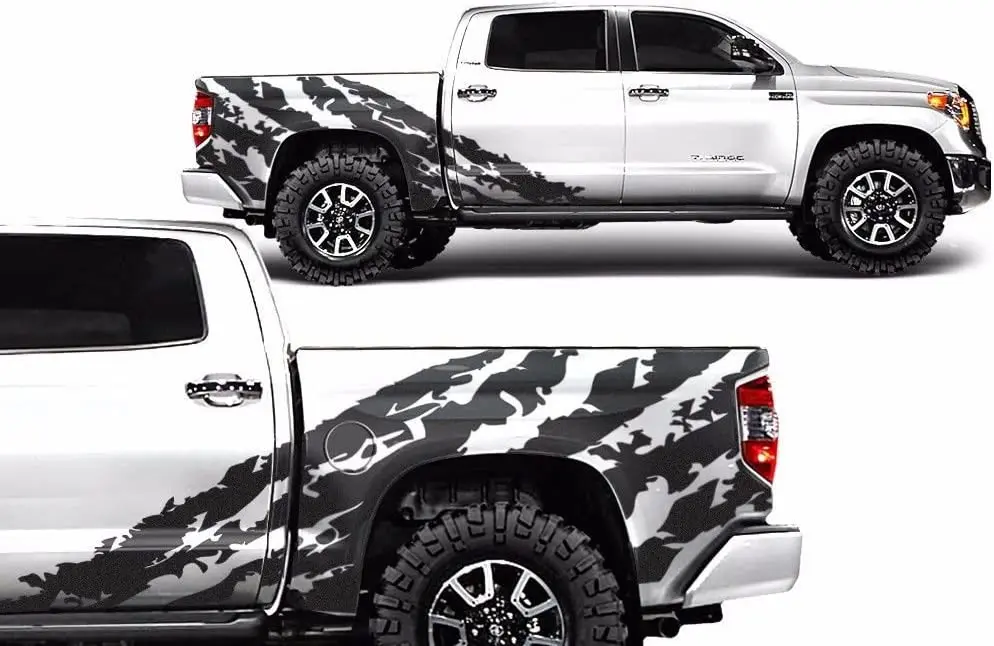 Factory Crafts Shred Side Graphics Kit 3M Vinyl Decal Wrap Compatible with Toyota Tundra Crew Cab 20142020  Matte Black