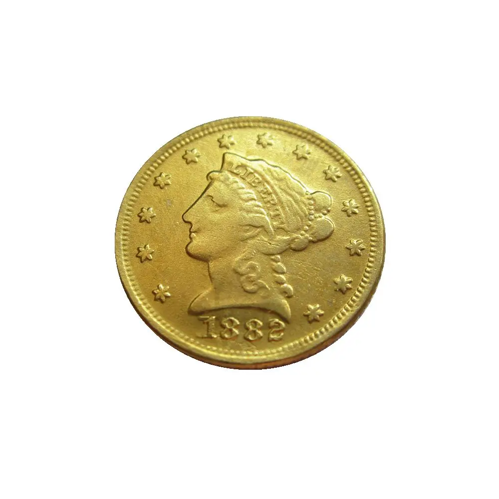 

Копия позолоченной монеты с головой свободы США 1882 $2,5