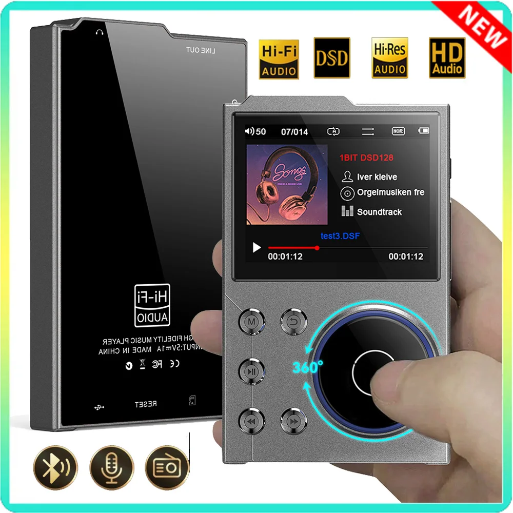 HiFi MP3 Player 64GB 2.4 Inch Lossless DSD High Definition Portable Digital Audio Music For Walkman Supports Up to 128GB