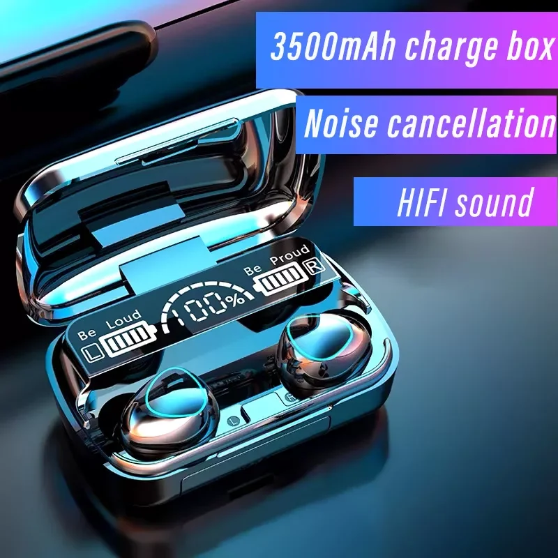 

3500mAh Wireless Earphones Bluetooth V5.0 TWS Wireless Headphones LED Display With Power Bank Headset With Microphone