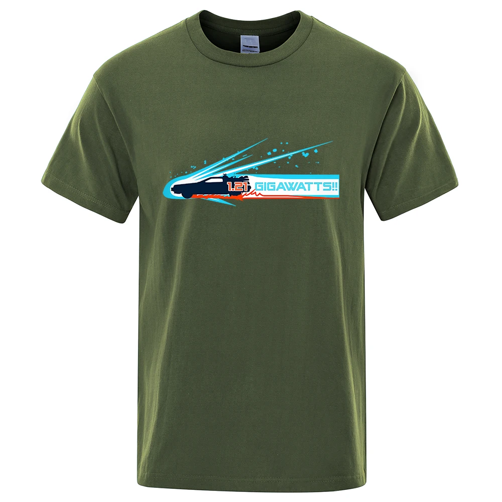 

1.21 Gigawatts! Retro Print T Shirts Men Oversized Loose T-Shirts Summer Cotton Short Sleeve Fashion Breathable Mens Clothes