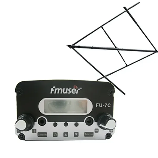 Фото FU-7C 7W 7-ваттный дальнобойный FM-радиопередатчик + круговая поляризованная антенна CP100 + коаксиальный кабель, беспроводной мини-ретранслятор для стадионов №1