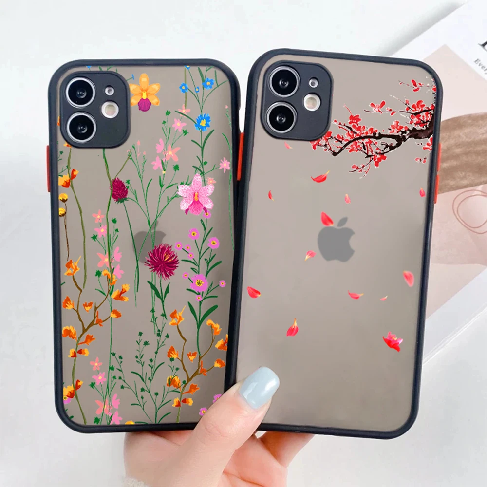

Phone Case For iPhone 14 Plus 12 ProMax Cartoon Flower Petal Cases For iPhone 13 Mini 11 7 8Plus XR XS Max Hard Back Coque Cover