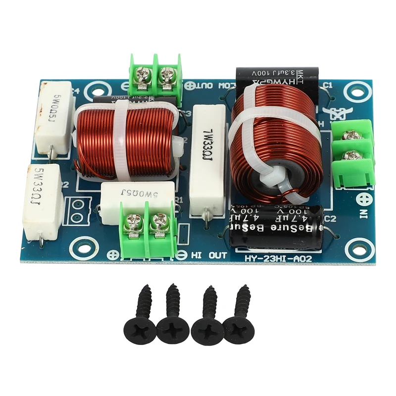 

HFES 200W Speaker Crossover 2 Way High-Low 4-8 Ohm Frequency Divider For Speaker 3.2Khz-12Db