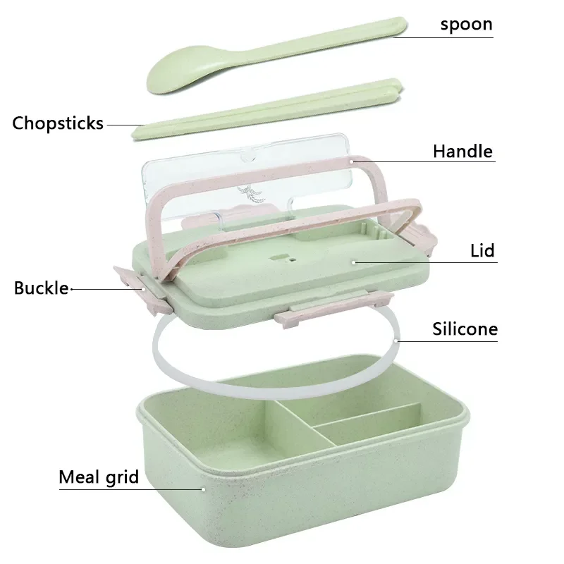 

2022Lunch Box, 3 Compartment Sealed Bento Box and Cutlery Set Lunch Boxes for Kid Adult, Suitable for Microwave and Dishwasher