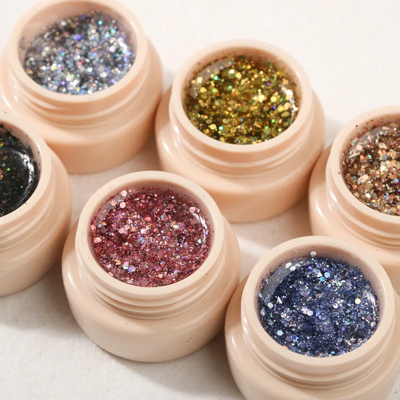 

5ML Holographic Laser Nail Sequins Glitter Gel Nail Art Polish Varnish Silver Gold Semi Hybrid Manicure Design Supplies New