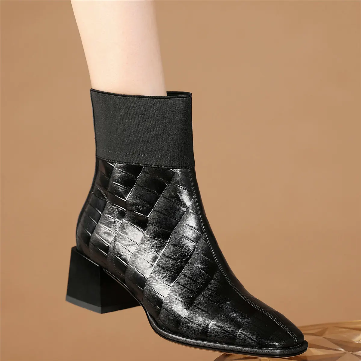 High Top Platform Pumps Women Genuine Leather Chunky High Heels Ankle Boots Female Winter Round Toe Fashion Sneaker Casual Shoes