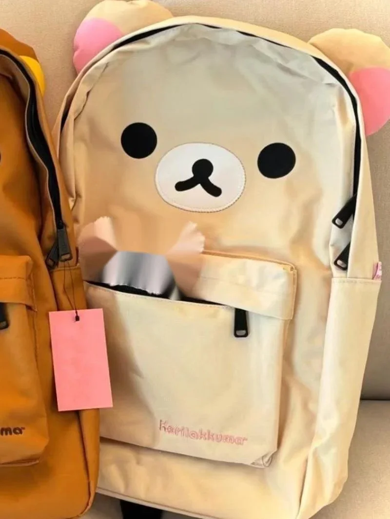 

Новый милый рюкзак Rilakkumas с медведем, большой вместительный рюкзак с героями мультфильмов в стиле аниме, школьная сумка, нейлоновая сумка на плечо, школьная сумка