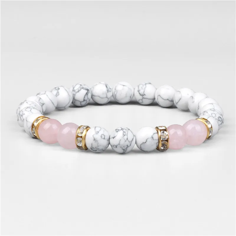 

Charm Bracelet Natural Stone White Howlite Quartz Beads Bracelet Green Agat Beaded Energy Yoga Bracelet Jewelry Women Gifts
