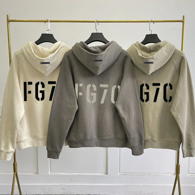 

Men's Zipper FG7C Hoodie Fashion brand Essentials Sweatshirt 100% Cotton High Street Hip Hop Oversize Unisex Coat