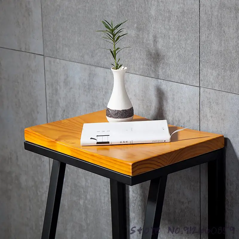 Барный стул из кованого железа массива дерева для кофе барный современный