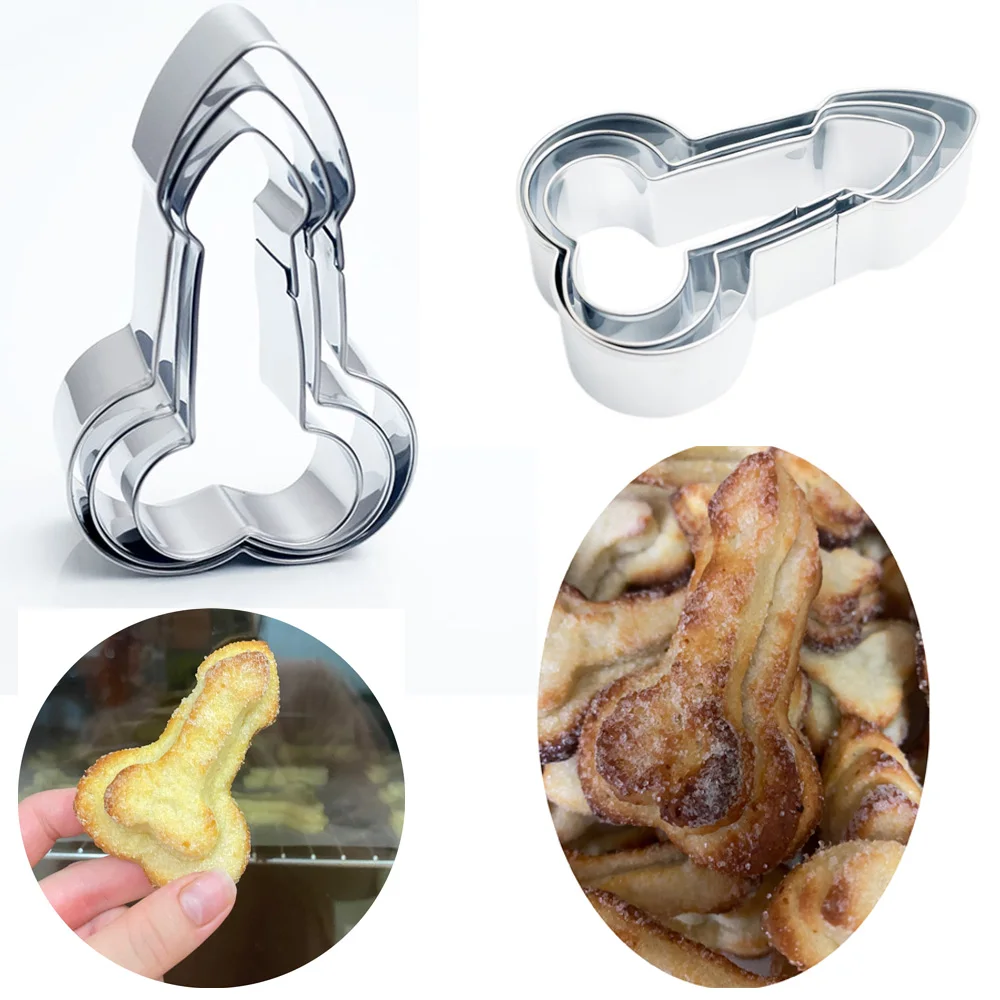 

3pcs Cookie Cutters Set 3D Sexy Pennis Cake Mould Bakeware Adult Fondant Decor Baking Cake Cutter Birthday Party Baking Tools