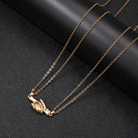 fashion hand in hand couple necklace jewelry creative alloy multiple color combination necklace simple versatile 2pcs necklace