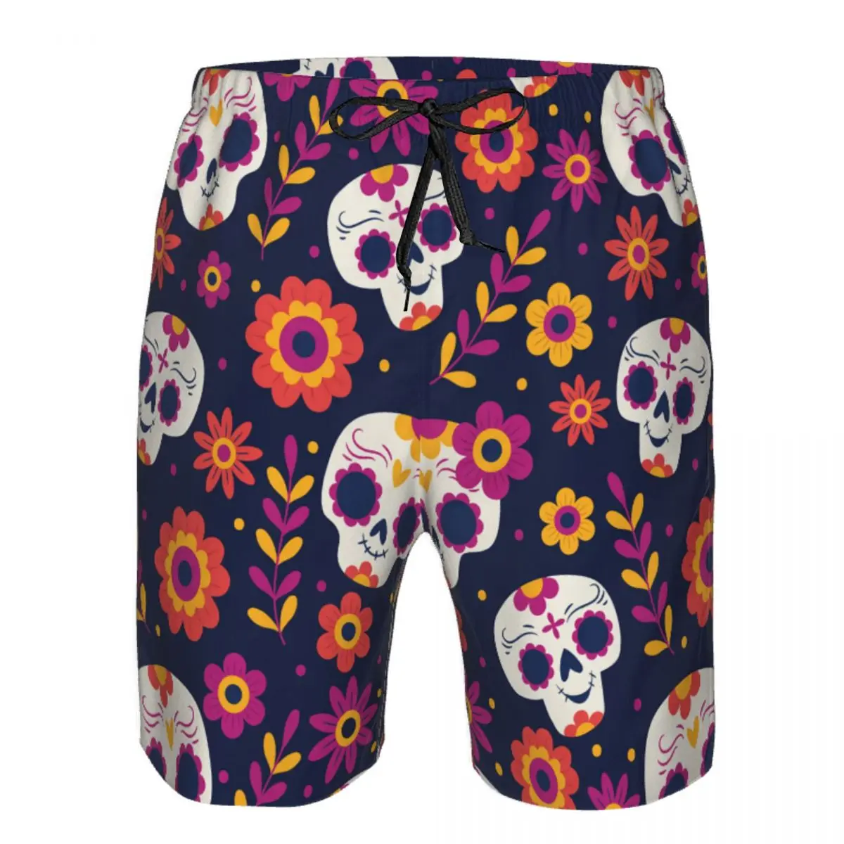

Swimsuit Beach Quick Drying Trunks For Men Day Of The Dead Skull And Flowers Swimwear Briefs Board Shorts Fast Dry Beachwear