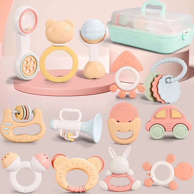 

0-3 Years Newborn Baby Safe Teething Hand Bell Early Educational Toy Baby Games Rattle Toys-40