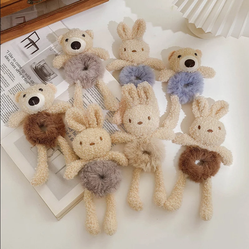 

Plush Rabbit Hairband Hair Scrunchies Girls Animal Bear Hairbands Head Rope Ponytail Holder Headbands Headwear Hair Accessories