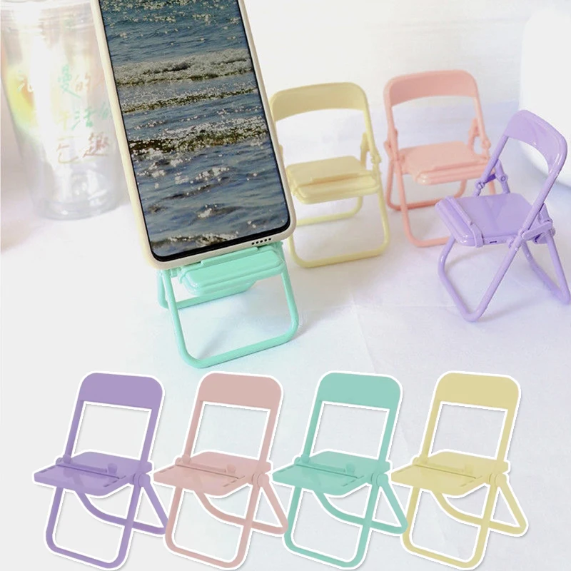 

Cute Color Chair Phone Holder Stand For iPhone 13 Pro Adjustable Foldable Mobile Phone Stand Desk Holder Universal Lazy Bracke
