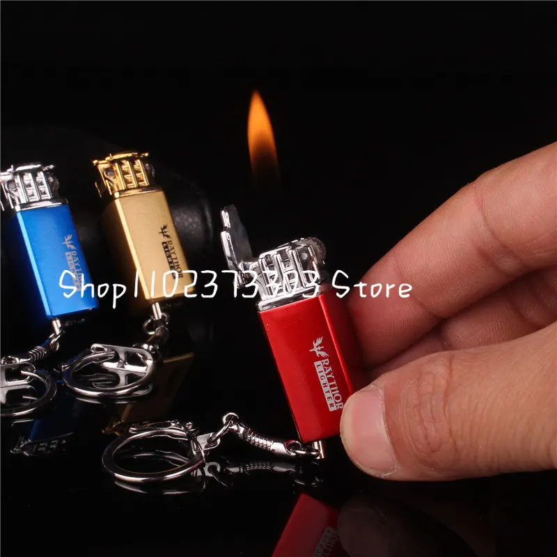 

Creative Mini Keychain Lighter Free Fire Flint Gas Metal Lighter Grinding wheel Butane Inflated Gasoline Cigarette Lighters
