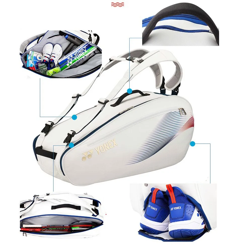 Original YONEX Large Capacity Badminton Bag Tokyo Olympics Same Type Professional Racket Backpack PU Leather Waterproof Material