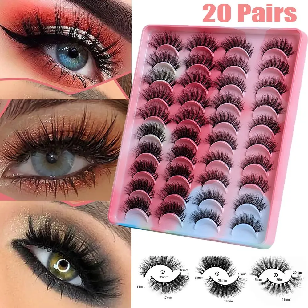 

20 Pairs Eye Extension Criss-cross Natural Eye Lashes Short Lashes Fluffy 6D Mink Faux False Eyelashes 20mm