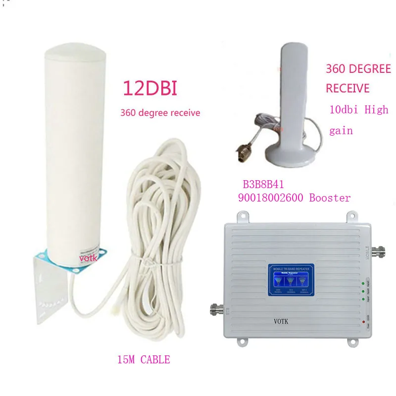 

90018002600 Tri Band SIGNAL Booster 2G3G4G Network Repeater CELLULAR 4G LTE AMPLIFIER WITH 360 OMNI ANTENNA